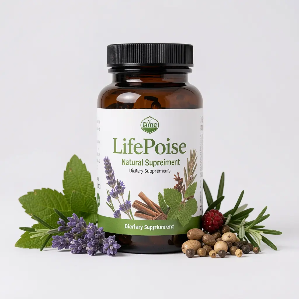 LifePoise natural dietary supplement bottle with herbal ingredients displayed on a clean background